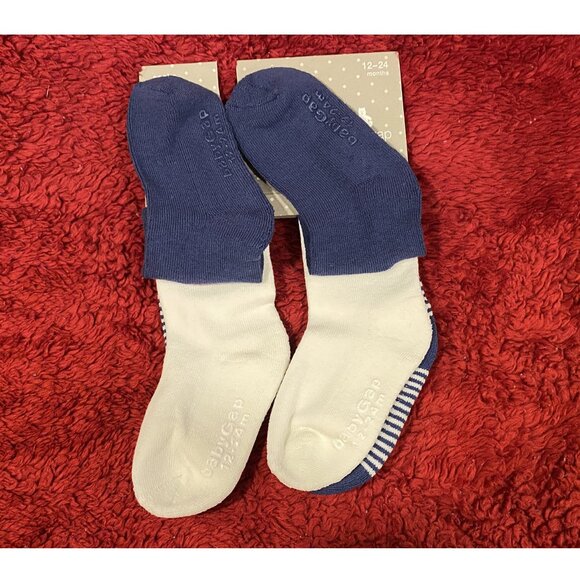 3pk. Baby Gap Teddy Bear Socks - Navy, White, Navy-striped - 12-24 mos. - NWT - Picture 2 of 6